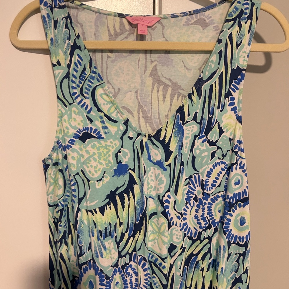 Lilly Pulitzer Blue and Green Jumpsuit with Watercolor Print - Picture 5 of 7